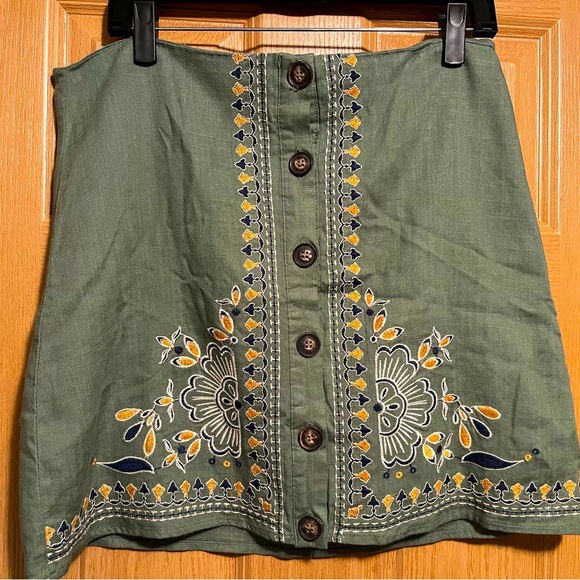 Blue Rain Embroidered Boho Mini Skirt NWT - Picture 1 of 11